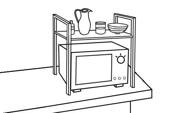 dibujo de soporte de microondas sobre encimera